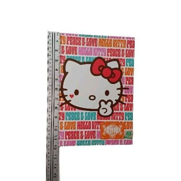 Sanrio Hello Kitty Peace & Love 2 Pocket Folder Portfolio 2010 Pink Orange - Picture 8 of 9